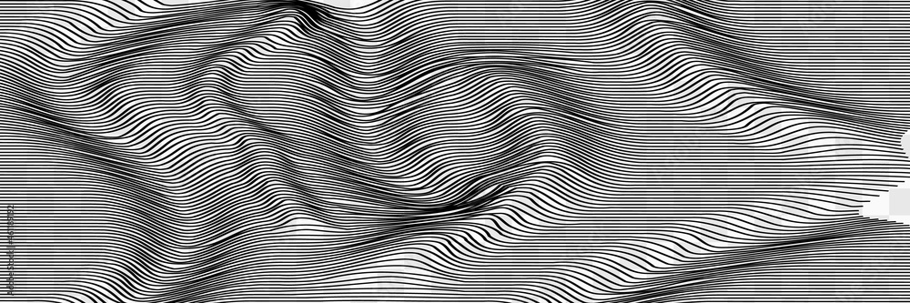 Abstract black and white wavy stripes background