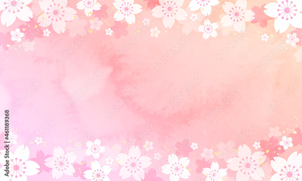 水彩の桜の花の春のベクターイラスト背景(正月)