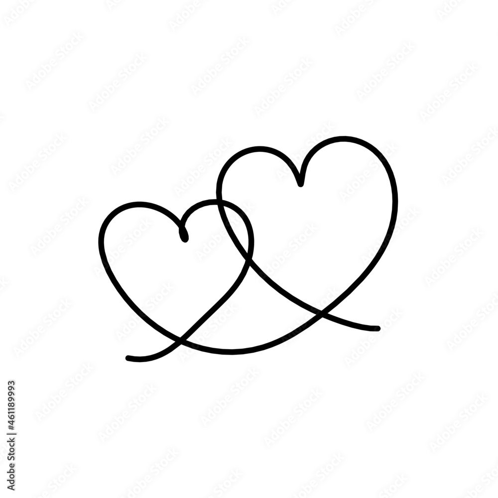 Abstract heart as continuous line drawing on white background. Vector