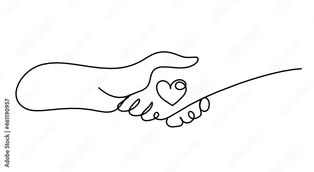 Obraz premium Abstract handshake as line drawing on white background. Vector