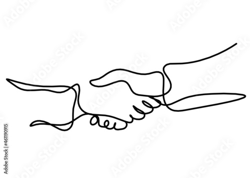 Abstract handshake as line drawing on white background. Vector