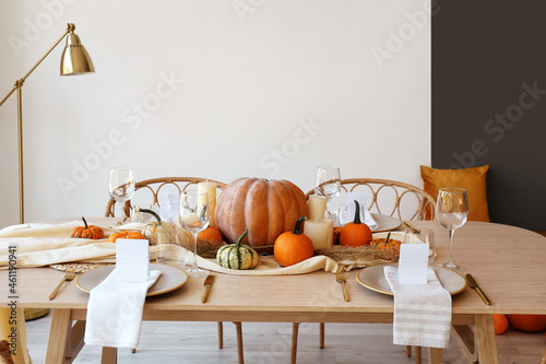 Dining table with pumpkins ...