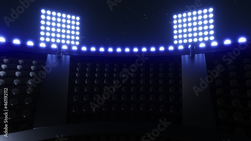 Sport stadium background  flashing lights . Glowing stadium lights