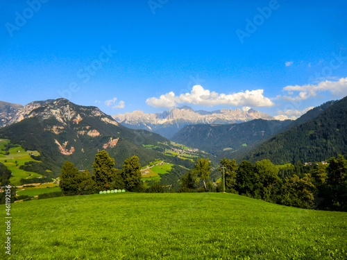 Panoramic landscape of Val d Ega, Eggen valley, summer 2021, South Tyrol, Italy, Europe