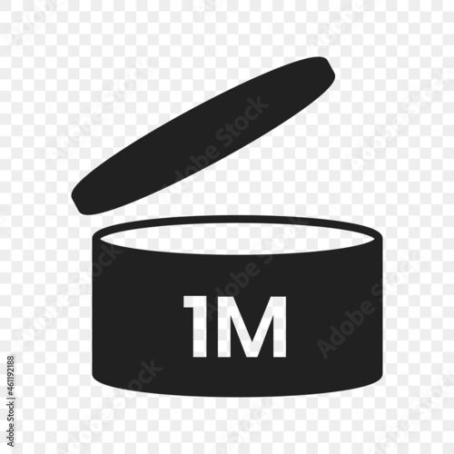 1m period after open pao icon sign flat style design vector illustration isolated on transparent background. 1 month pao expiration period for cosmetic packaging line art symbol.