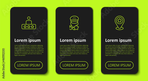 Set line Taxi service rating, and Location with star. Business infographic template. Vector