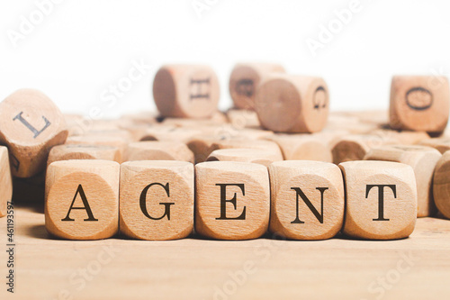 Agent Word Written In Wooden Cube