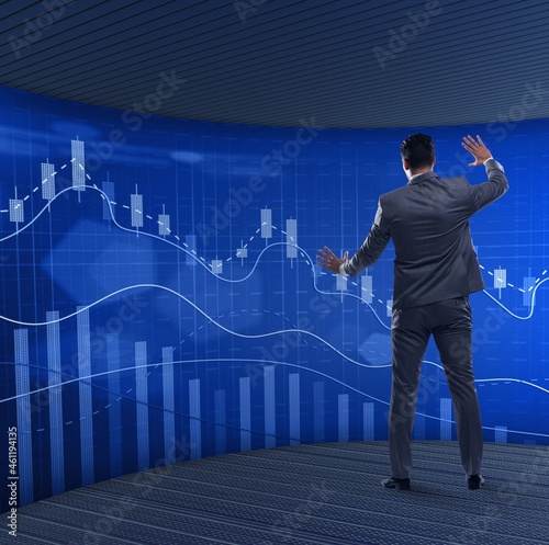 Man in stock exchange trading concept