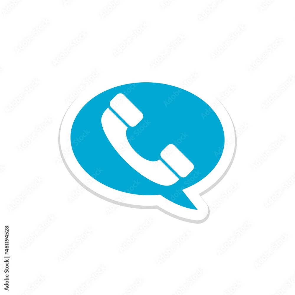 Speech bubble icon with phone tube isolated on white background Speech bubble icon with phone tube isolated on white background