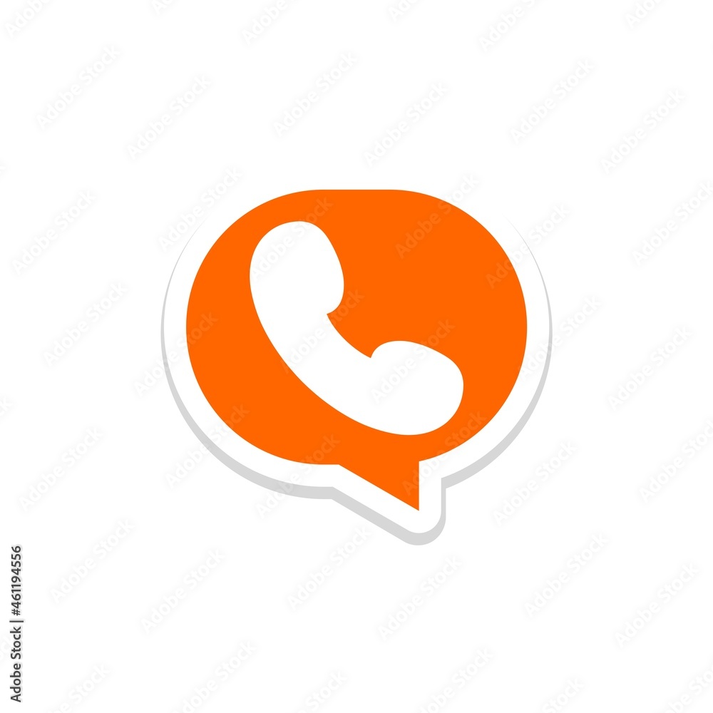 Speech bubble icon with phone tube isolated on white background Speech bubble icon with phone tube isolated on white background