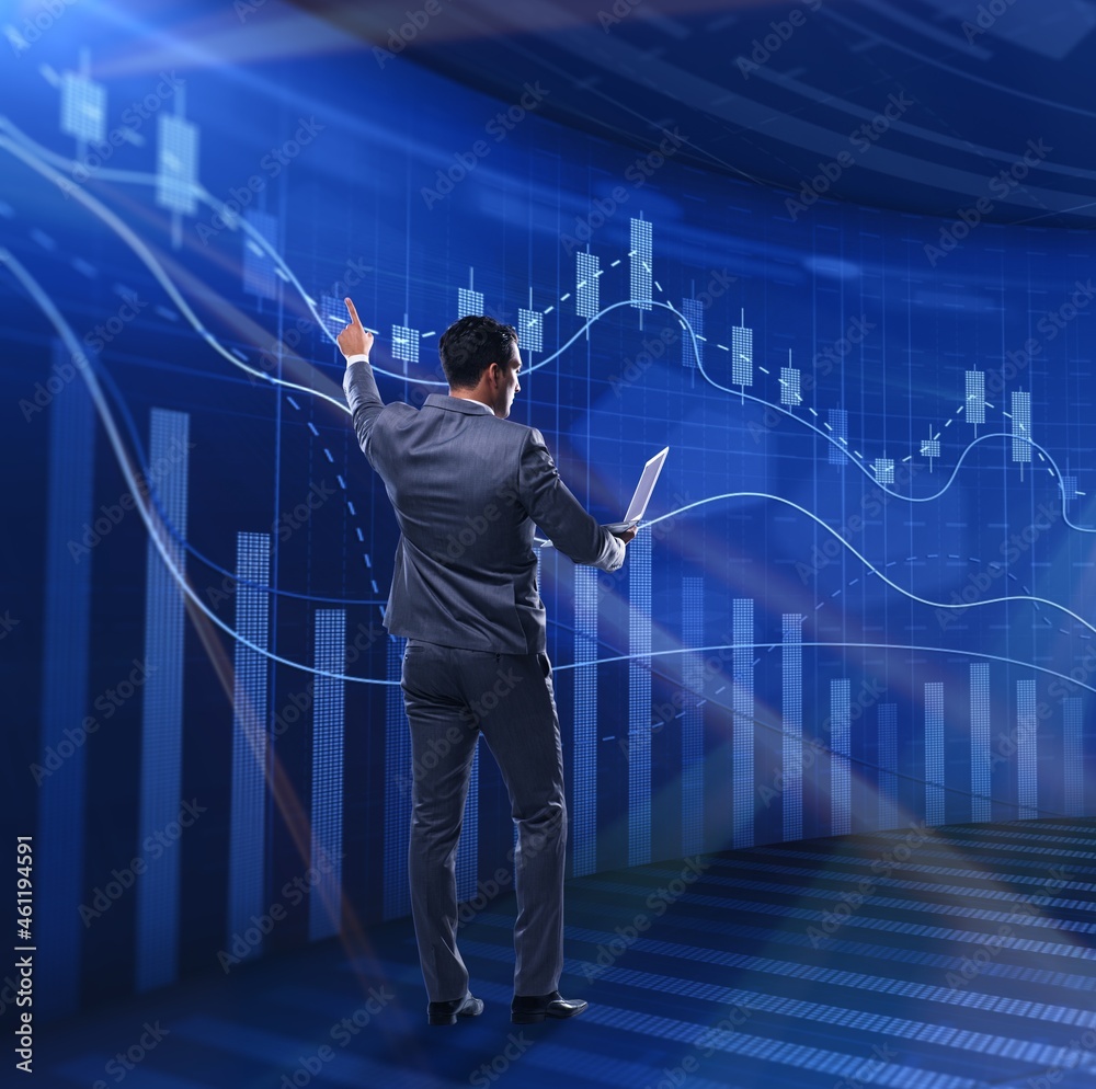 Businessman in stock exchange trading concept Businessman in stock exchange trading concept