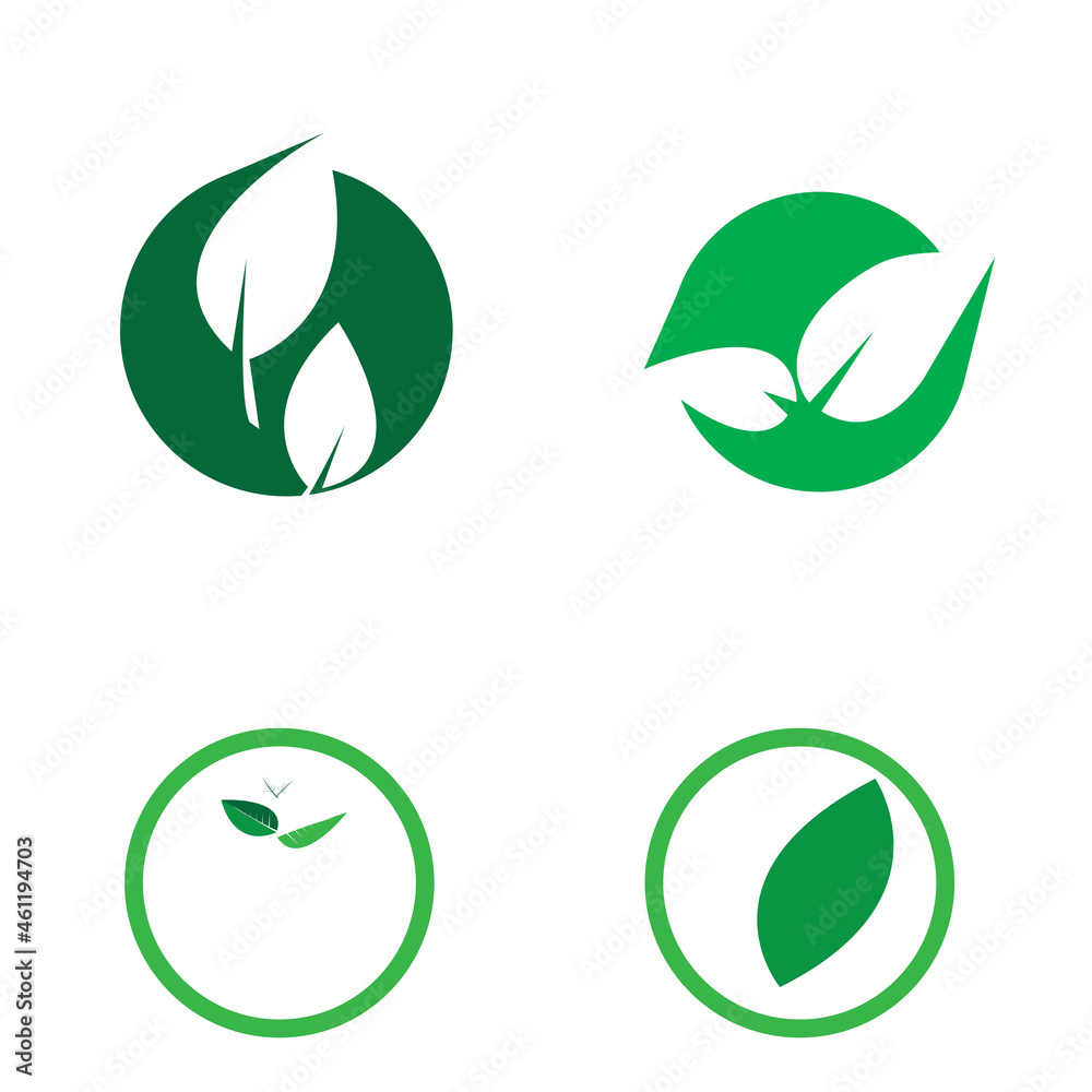 Logos of green Tree leaf ecology