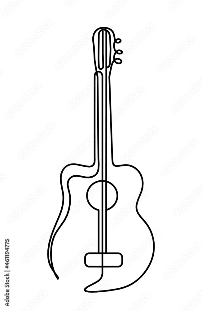 Abstract guitar as continuous lines drawing on white background. Vector Abstract guitar as continuous lines drawing on white background. Vector
