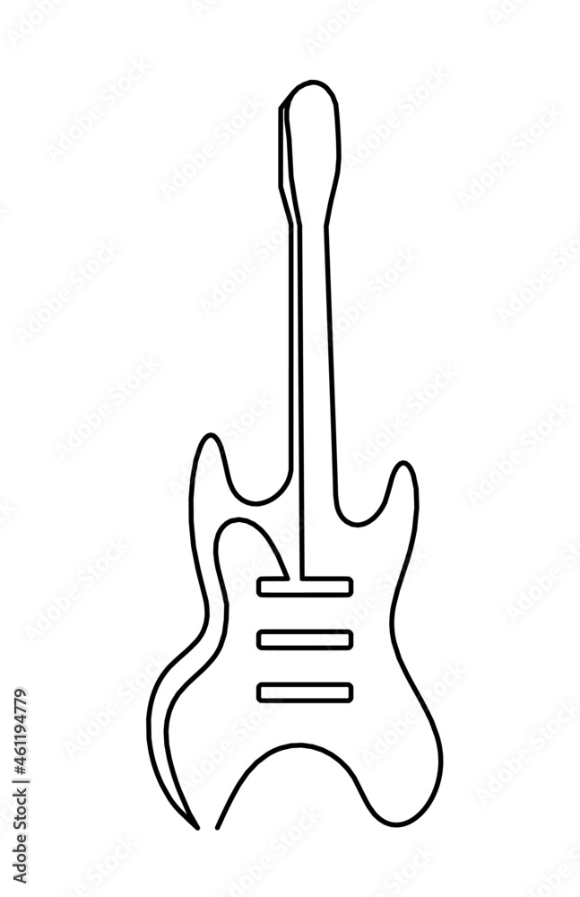 Abstract guitar as continuous lines drawing on white background. Vector