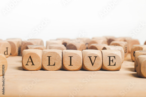 Alive Word Written In Wooden Cube