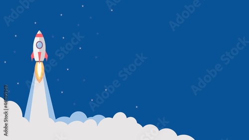 Rocket launch 3D illustration concept. Business and  Motivation concept