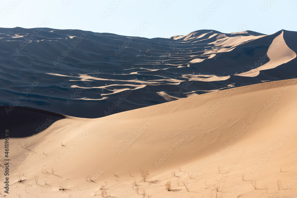 the shapes of sand dunes in Lut desert