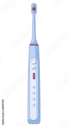 Electric toothbrush dental icon, mouth hygiene and dental care in a flat style isolated on a white background. Vector illustration. 