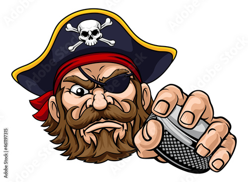 Pirate Ice Hockey Sports Mascot Cartoon