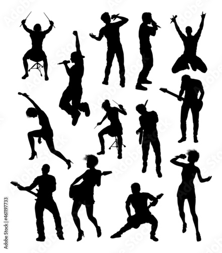 Pop or Rock Band Musicians Silhouettes