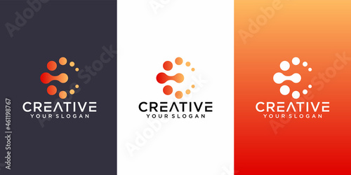 Dots Letter E Logo. E Letter Design Vector with Dots.