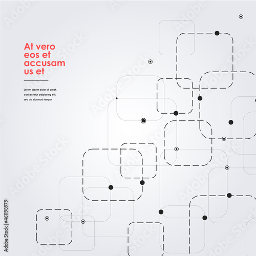 Vector simple technological background. Business computer network concepts backdrop. Modern connection concept with lines and squares and dots