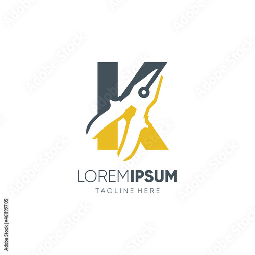 Letter K Pliers Logo Design Vector Icon Graphic Emblem Illustration Background Template