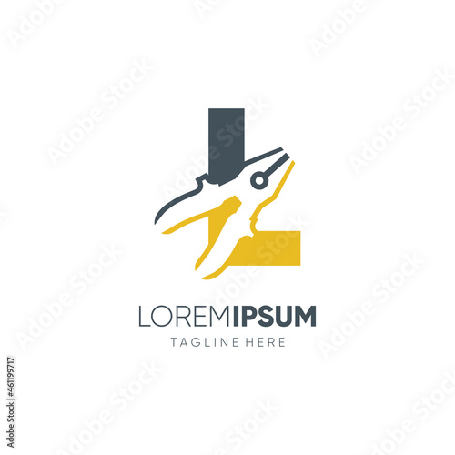 Letter U Pliers Logo Design Vector Icon Graphic Emblem Illustration Background Template