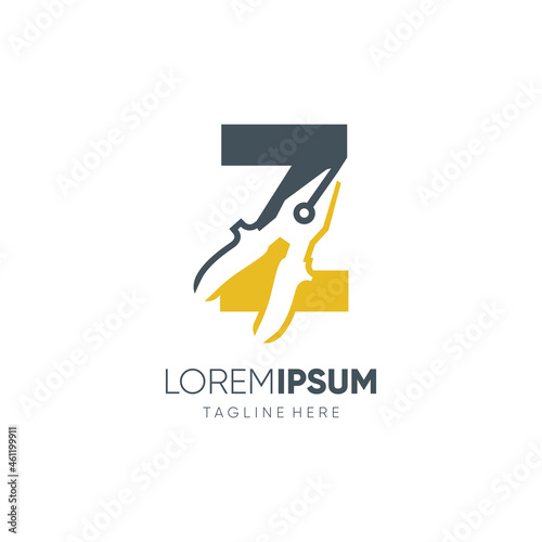 Letter Z Pliers Logo Design Vector Icon Graphic Emblem Illustration Background Template