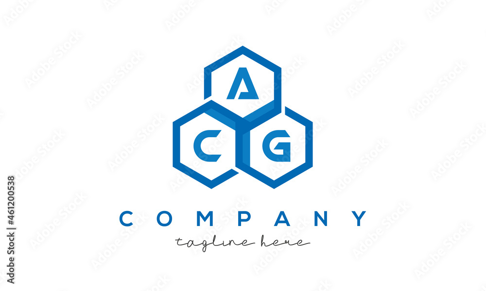 ACG three letters creative polygon hexagon logo ACG three letters creative polygon hexagon logo