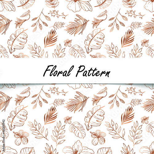 Fototapeta Naklejka Na Ścianę i Meble -  Line art floral seamless pattern background