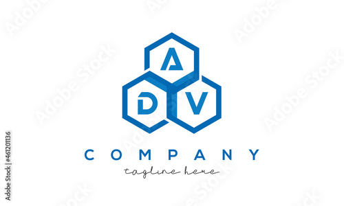 ADV three letters creative polygon hexagon logo