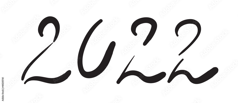 Fototapeta premium 2022 Hand Drawn Vector Numbers, Sketch Calendar Design