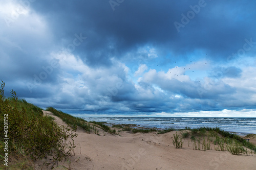 Fototapeta Naklejka Na Ścianę i Meble -  Stormy day by Baltic sea, Liepaja, Latvia.