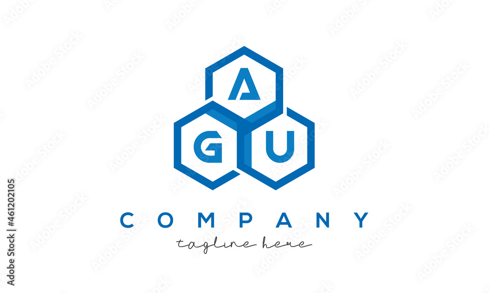 AGU three letters creative polygon hexagon logo