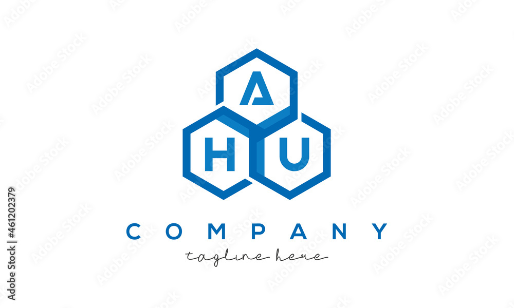 AHU three letters creative polygon hexagon logo