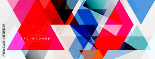 Color triangles composition, geometric abstract background. Techno or business concept, pattern for wallpaper, banner, background, landing page
