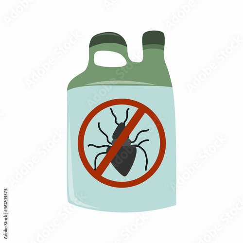 Insect repellent. Garden bootle with poison. Isolated vector illustration on white background.