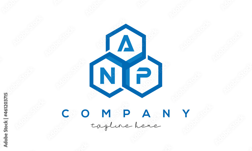 ANP three letters creative polygon hexagon logo ANP three letters creative polygon hexagon logo