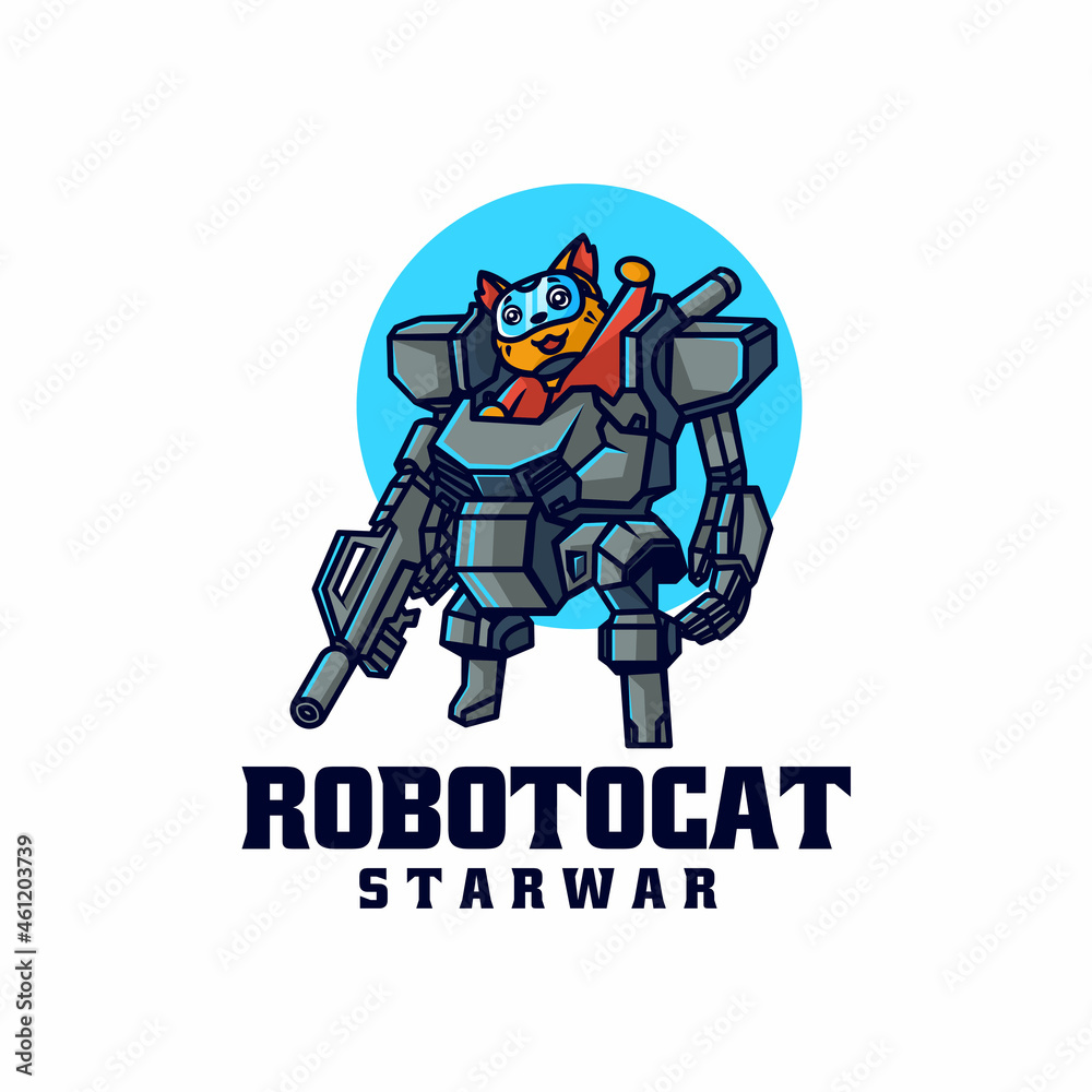 Vector Logo Illustration Robot Cat Mascot Cartoon Style. Vector Logo Illustration Robot Cat Mascot Cartoon Style.