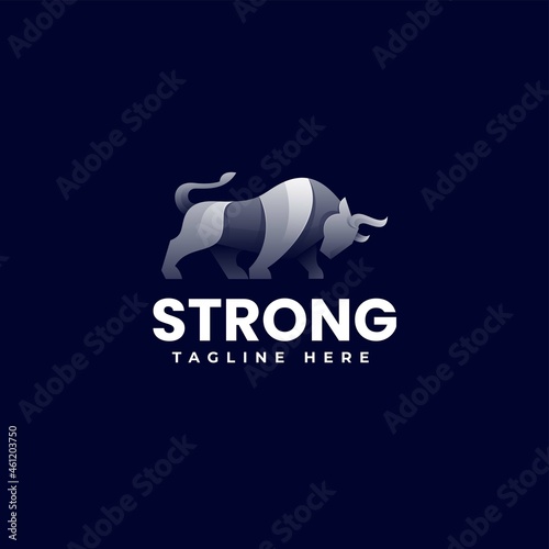 Vector Logo Illustration Strong Bull Gradient Colorful Style.