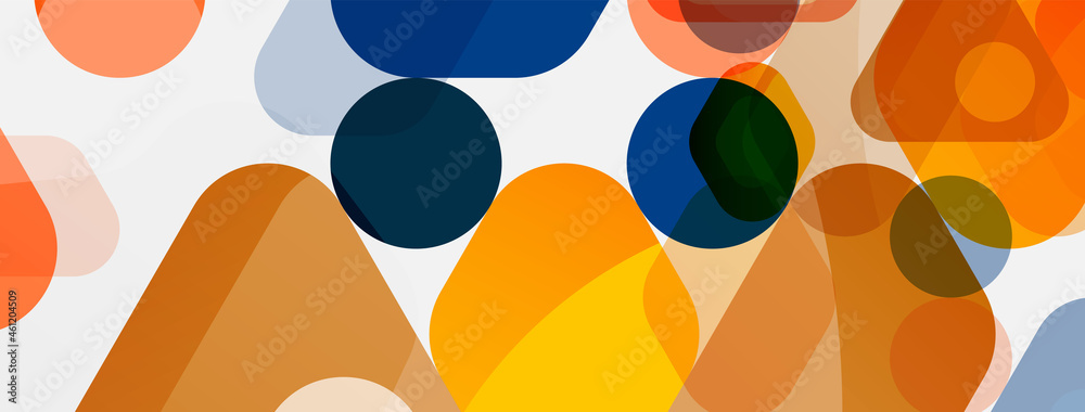 Color bubbles and rounded geometric shapes on white. Vector geometric minimal abstract background for wallpaper, banner, background, landing page Color bubbles and rounded geometric shapes on white. Vector geometric minimal abstract background for wallpaper, banner, background, landing page