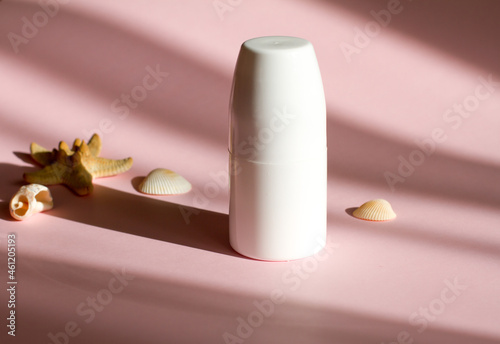 a white empty tube. Deodorant-antiperspirant for the body, an open and closed empty bottle with a lid. antiperspirant on a white background. space for text. the concept of beauty and body