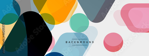 Color bubbles and rounded geometric shapes on white. Vector geometric minimal abstract background for wallpaper, banner, background, landing page