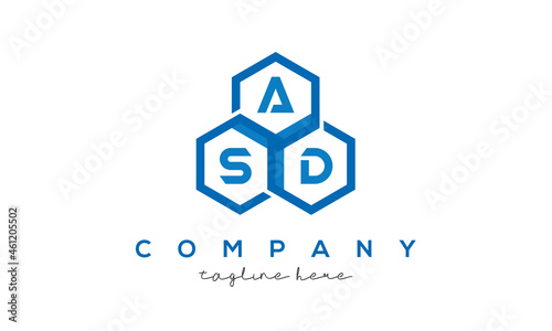ASD three letters creative polygon hexagon logo