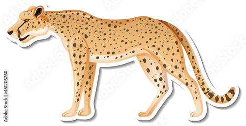 A sticker template of leopard cartoon character