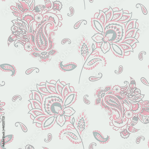 Paisley seamless vector pattern. Fabric Indian floral ornament