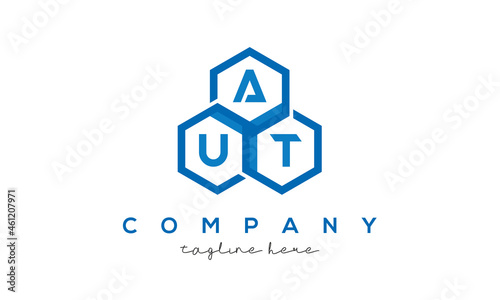 AUT three letters creative polygon hexagon logo