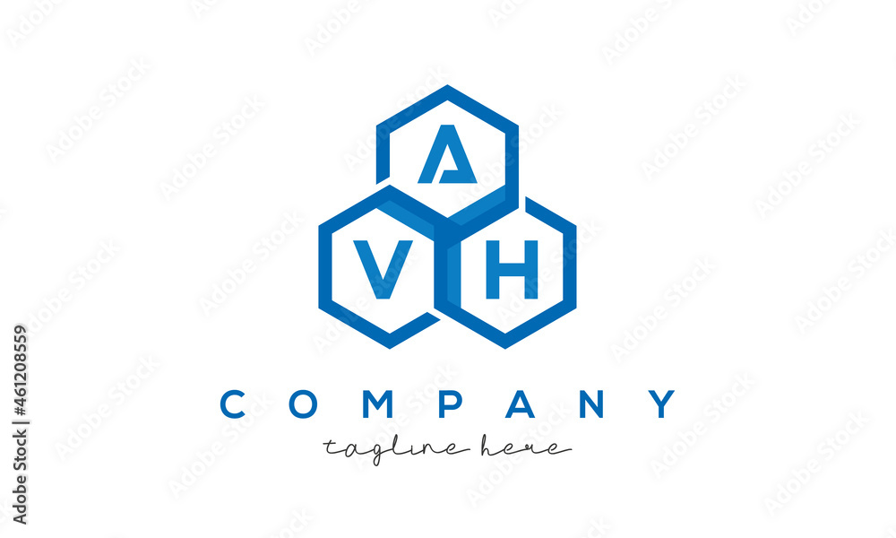 AVH three letters creative polygon hexagon logo AVH three letters creative polygon hexagon logo