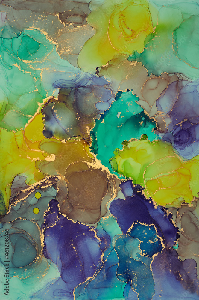 Fluid Art . Abstract colorful background, wallpaper. Mixing acrylic paints. Modern art. Marble texture. Alcohol ink colors translucent